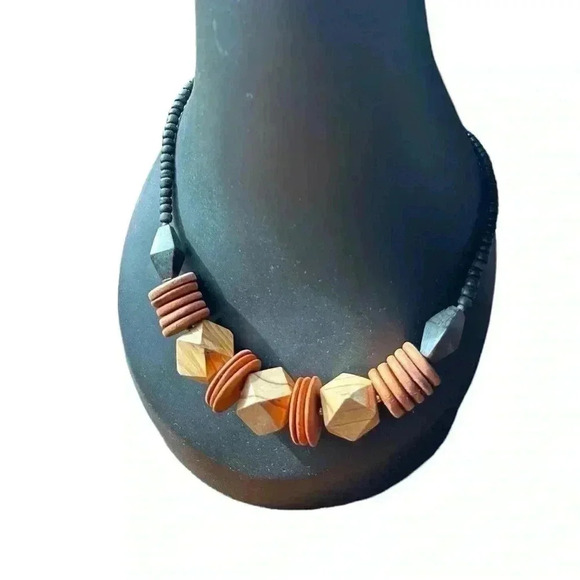 Vintage Wooden Cube Necklace 20” - Picture 1 of 2